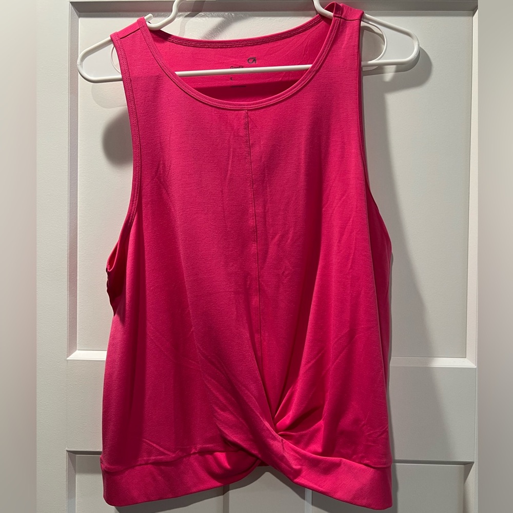 NWOT! Gap Fit, large, hot pink sleeveless top with tie front detail